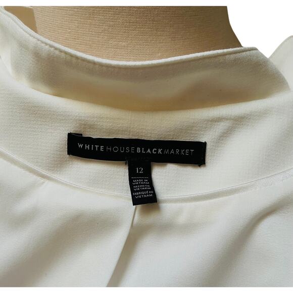 White House Black Market Peplum Blazer SZ 12 Cream Off-White - Picture 8 of 10